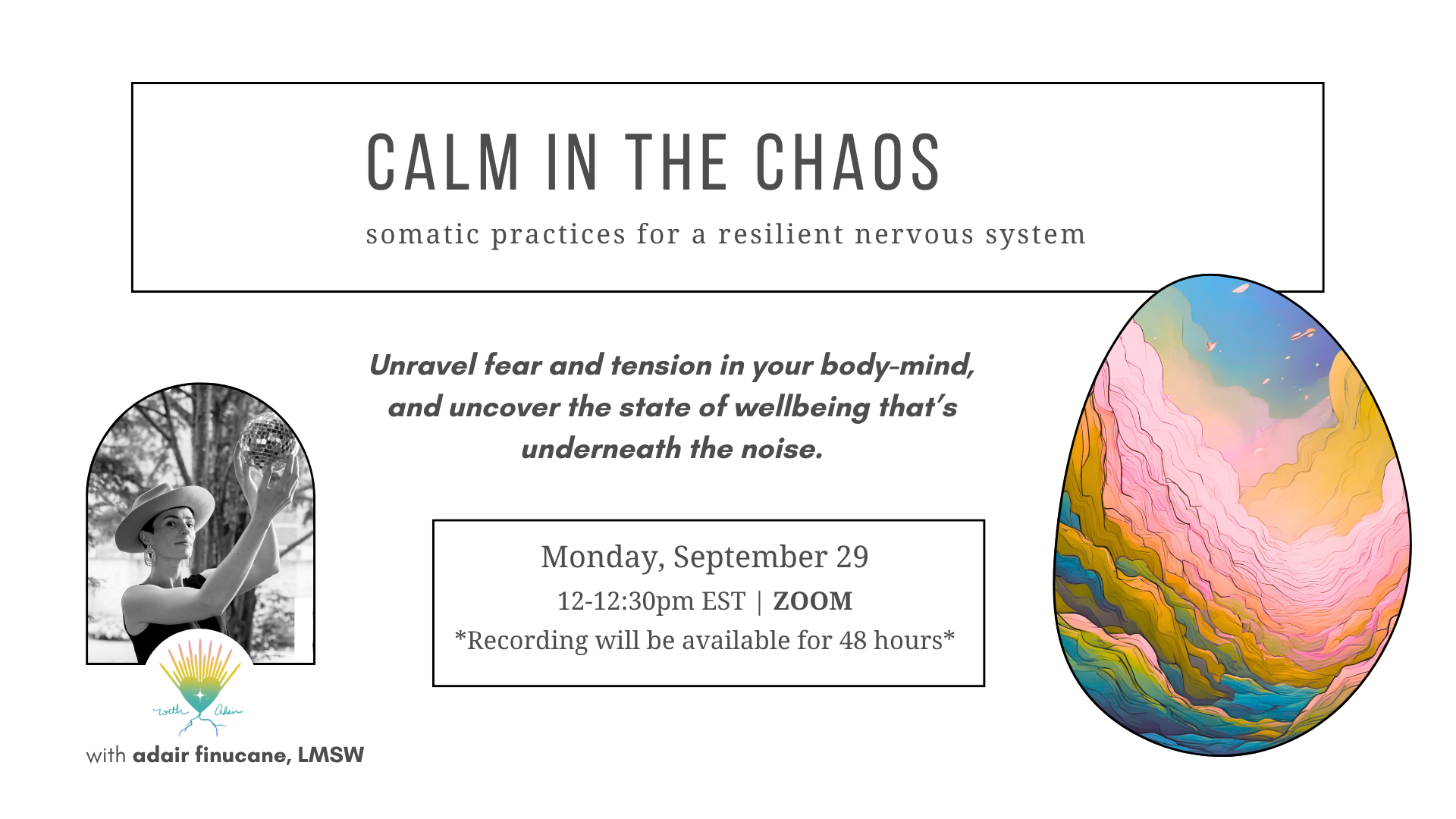 Calm in the Chaos - September 29 - Adair Finucane