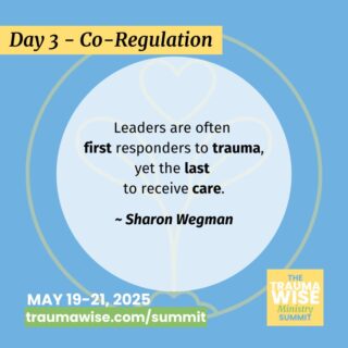 "Leaders are often first responders to trauma, yet the last to receive care."

First responders need care, too.

Join Sharon Wegman for a real conversation about leadership and self-preservation on Day 3 of the TraumaWise Ministry Summit (May 19-21).

✨ Sign up in bio or traumawise.com #MinistryLeadership

#SpiritualSupport #TraumaWiseChurch #CareForCaregivers