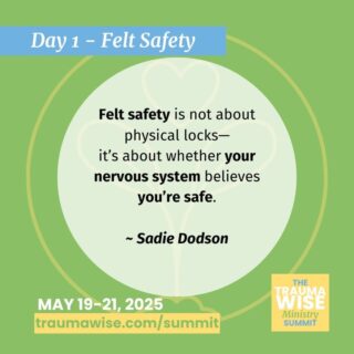 "Felt safety is not about physical locks—it’s about whether your nervous system believes you’re safe."

🔒 Safety isn’t locks—it’s nervous system peace.

Join Sadie Dodson for Safe Enough to Grow on Day 1 of the TraumaWise Ministry Summit (May 19-21).

✨ Register: link in bio or traumawise.com

#SpiritualSafety #TraumaHealing #MinistryWisdom #TraumaWiseSummit