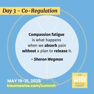 "Compassion fatigue is what happens when we absorb pain without a plan to release it."

Compassion fatigue happens when we absorb pain with no outlet.

Sharon Wegman’s session at the TraumaWise Ministry Summit (May 19-21) helps leaders and caregivers serve with resilience.

✨ Free ticket in bio or traumawise.com

#MinistryWellness #SpiritualResilience #CoRegulation #TraumaWise