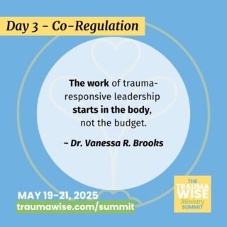 "The work of trauma-responsive leadership starts in the body, not the budget."

Forget balancing the budget for a moment - balance the body instead.

Dr. Vanessa Brooks leads us into the heart of sustainable leadership at the TraumaWise Ministry Summit (May 19-21).

🌿 Register today – link in bio.

#TraumaWiseSummit #TraumaWiseMinistry #RelationshipOverTask