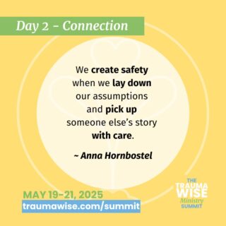 "We create safety when we lay down our assumptions and pick up someone else’s story with care."

Real safety begins when we listen with open hearts, not assumptions. 🤍

Join Anna Hornbostel at the TraumaWise Ministry Summit (May 19–21) to explore how we create safety in ministry through presence and compassion.

🕊️ Register free: link in bio or at traumawise.com

#RelationalHealing #SafeSpaces #ListenWithCare